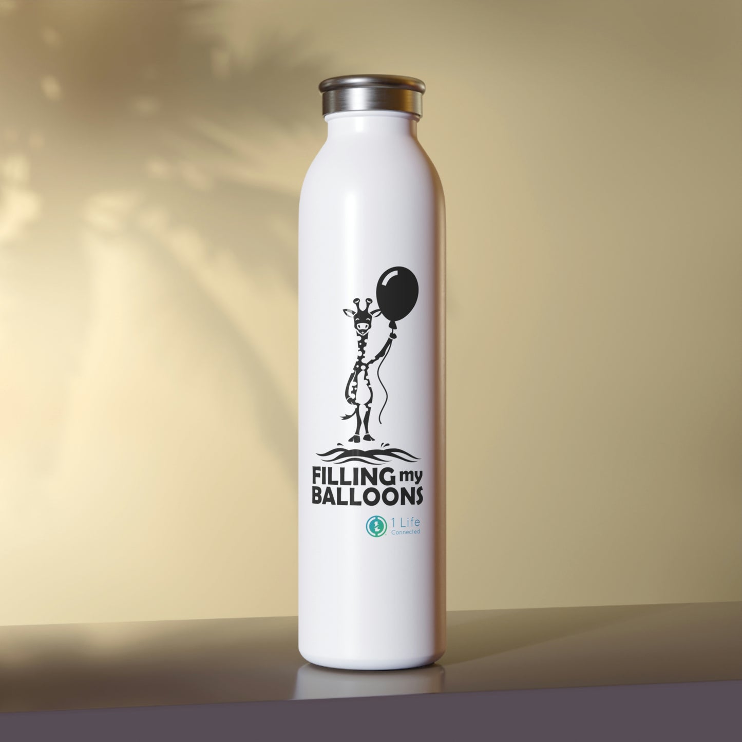 Giraffe Stainless Steel Wide Mouth Slim Matt White Water Bottle