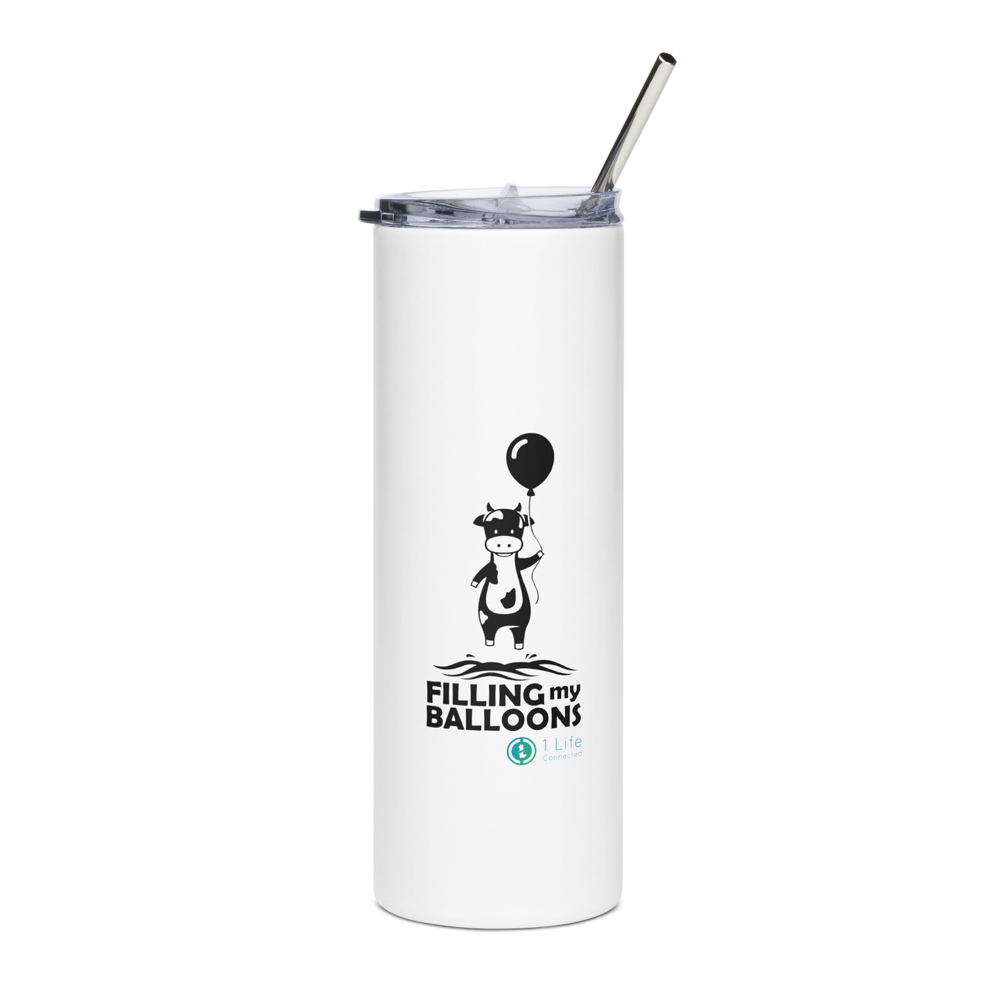 Cow Stainless Steel Tumbler With Straw