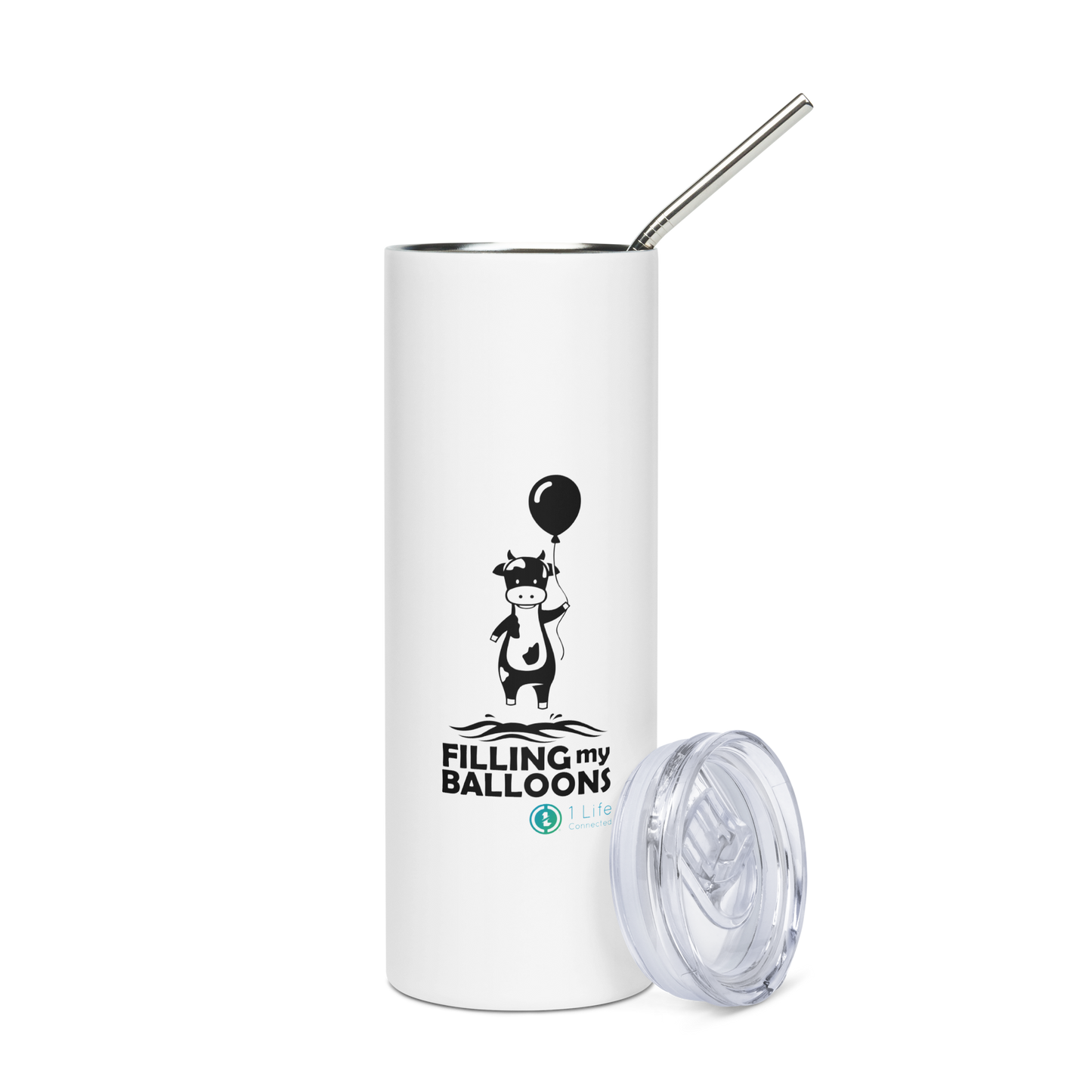 Cow Stainless Steel Tumbler With Straw